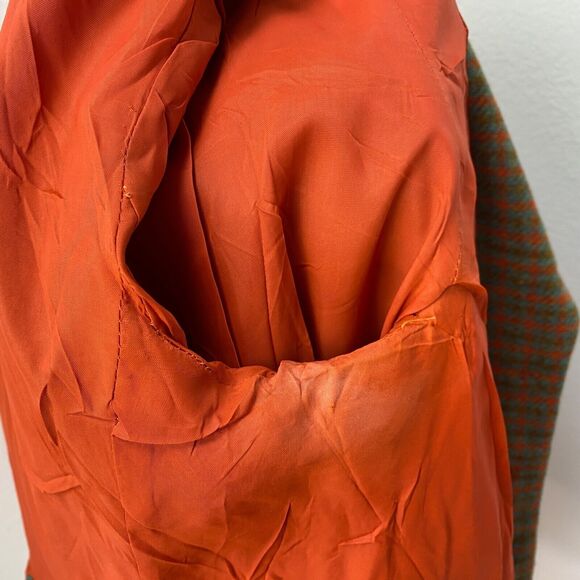 Vintage 60s Womans Wool Blazer Jacket Medium Herringbone Lined Academia Preppy - Picture 15 of 15